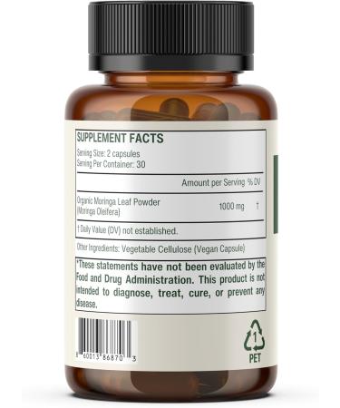 Sage & Self Pure Moringa Capsules Moringa Leaf Powder for Natural Energy & Daily Wellness Vegan Herbal Supplement (60 Capsules) - Buy Online on GoSupps.com