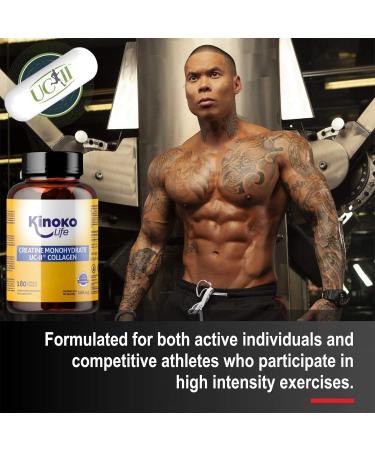 Kinoko Life Creatine Monohydrate 3000mg with UC-II Collagen 180 Capsules Pure Micronized Creatine Monohydrate Creatine Capsules for Joints and Bodybuilding Pre Workout Preworkout - Buy Online on GoSupps.com