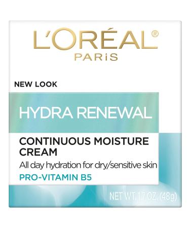 L'Oreal Paris Hydra-Renewal Face Moisturizer - Pro-Vitamin B5 All-Day Hydration for Dry Sensitive Skin 1.7 Oz (Pack of 2) - International Shipping Available - Buy Online on GoSupps.com