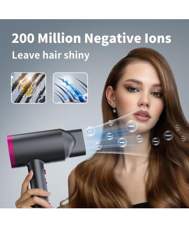 1800W Ionic Hair Dryer with Diffuser - Portable Blow Dryer for Curly Hair | Lightweight Fast Drying for Men & Women - Grayish-Black - Buy Online on GoSupps.com