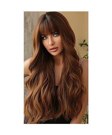 Shop Long Ombr Brown Curly Wigs for Black Women | Synthetic Curly & Ponytail Cosplay Wig | Naturally Looking Wavy Hair - Buy Online on GoSupps.com