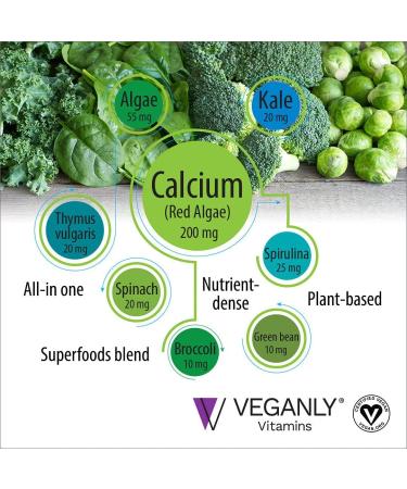 VEGANLY Vegan Calcium Plus 7 - Plant-Based Supplement for Healthy Bones and Teeth (60 caps) - Buy Online on GoSupps.com