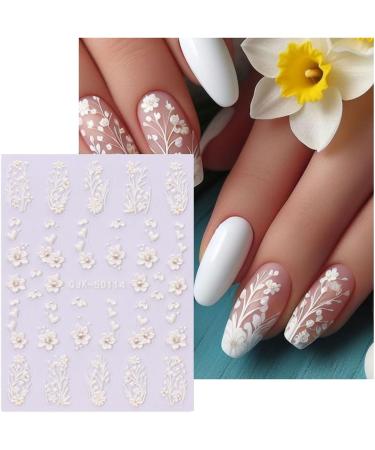 JMEOWIO 3D Embossed Flower Nail Art Stickers Decals Self-Adhesive 5D Spring Summer Black Purple Floral Nail Supplies Nail Art Design Decoration Accessories 4 Sheets - Buy Online on GoSupps.com