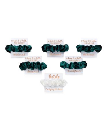 Velvet Bridesmaid Proposal Gift Scrunchies - To Have and To Hold Your Hair Back Foil Gift Cards (6 Pack Bridal Party, Emerald Green) 6 Count (Pack of 1) Emerald