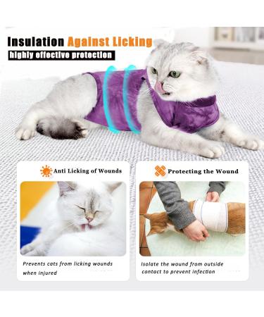 Yoolhamy Katzenbody | Professional Recovery Suit for Cats | Post-Op Castration & Wound Protection | E-Collar Alternative | Small Violet - Buy Online on GoSupps.com