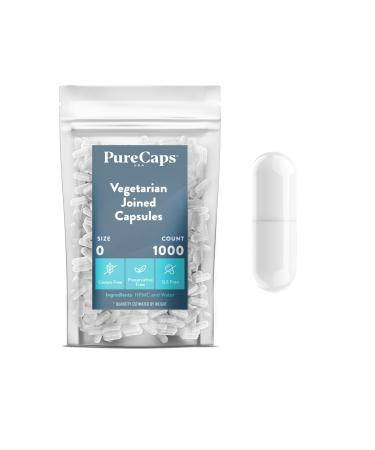 PureCaps USA - Empty Vegetarian Vegan Pill Capsules Size 0 1 000 Empty Separated Vegetarian Pills White Non-GMO Certified Kosher Gluten Free Halal Certified Preservative Free