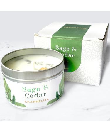 Chandelita Fragrance Candle - Natural Sage & Cedar Aroma Candle with Essential Oils | Soy Wax Chakra & Meditation Aromatherapy - Buy Online on GoSupps.com