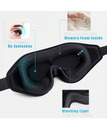 Buy 3D Contoured Sleep Mask for Men & Women - Adjustable No Pressure Eye Cover - Soft Black Blindfold for Better Sleep - Buy Online on GoSupps.com