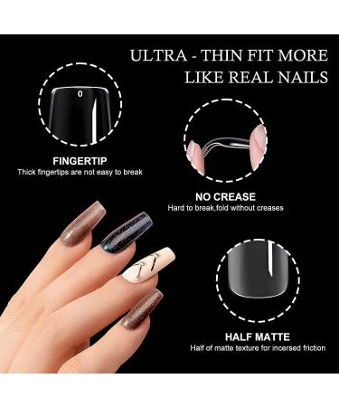 Medium Square Clear Fake Nail Tips - 600pc Full Cover Acrylic False Nails for Salon & Home Manicures - Buy Online on GoSupps.com