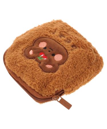 Lurrose Napkin Storage Bag Travel Zipper Pouch Cute Makeup Bag Cute Handbags Tampons Pouch Travel Cosmetic Pouch Purse Organizer Pouches Portable Bag Travel Period Bag Small Bag Chocolate 13X13CM