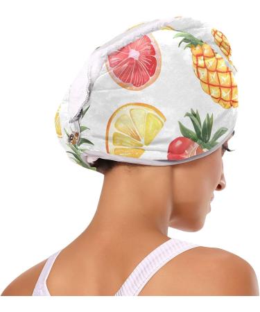 2 Pack Colorful Hair Towels - Super Absorbent Pineapple Grapefruit Strawberry Quick Dry Turbans for Women & Girls - Buy Online on GoSupps.com