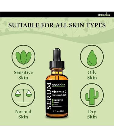 GreenIVe Vitamin C Serum | Tri-Lifting Serum with Hyaluronic Acid & Vegetable Collagen | Anti-Aging Skincare - Buy Online on GoSupps.com
