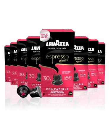 LAVAZZA - Maestro Classico Espresso Coffee - Capsule Coffee - 100% Arabica - Pack of 8 x 30 Aluminum Capsules Compatible with Nespresso® Machines (240 capsules)