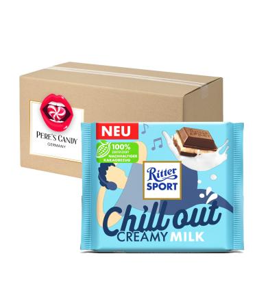 Ritter Sport Chill Out Creamy Milk Filled Milk Chocolate 5-pack (5x100g) with gift of Pere's Candy Creamy Milk 5-pack