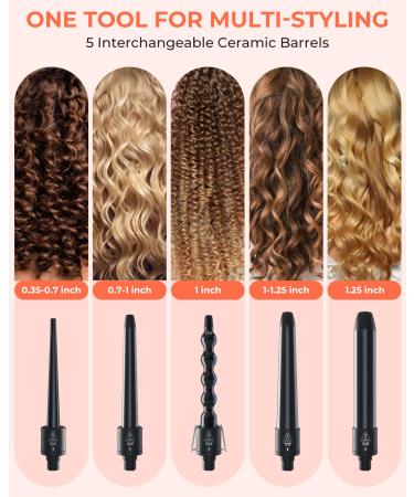Buy Ohuhu 5 in 1 Curling Iron Set - Interchangeable Ceramic Wave Iron & Gloves - Perfect Gifts for Women & Girls - Mother's Day Black - Buy Online on GoSupps.com