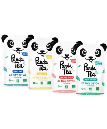 Panda Tea Panda Tea Certified Organic Tea - Box of 4 blends (112 sachets) - Detox Relaxation Beauty Organic Challenge