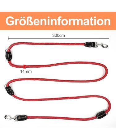 Buy TRHIMLSBRAD Adjustable 3m Dog Leash for Large & Medium Dogs - Multifunctional & Robust in Pink/Red - International Shipping Available - Buy Online on GoSupps.com