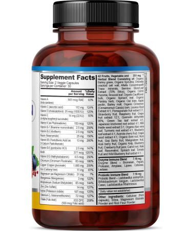 FineLand Multi-Vimin Daily Complete 22 Vitamins Plus 42 Fruits Vegetables and Herbs Immune and Digestive Support with Enzymes Probiotics and Full Spectrum Minerals 60 Vegan Capsules - Buy Online on GoSupps.com