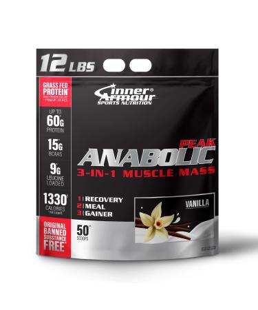 Anabolic Peak 3-in-1 Muscle Mass Gainer Grass-Fed New Zealand Protein. (Vanilla 12 lb) Vanilla 15 Pound (Pack of 1)