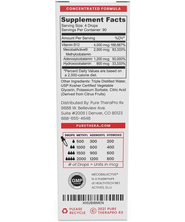BioActive Vegan Vitamin B12 Sublingual Liquid Supplement - 1000mcg Drops - Hydroxocobalamin, Adenosylcobalamin & Methylcobalamin - 90-Day Supply - 0.5 Fl Oz - Buy Online on GoSupps.com