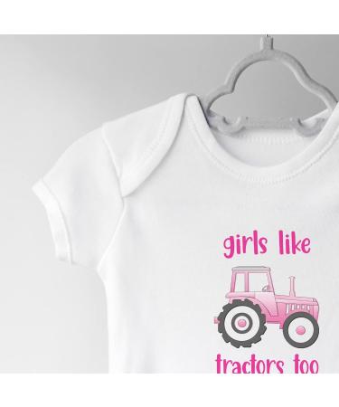 Hippowarehouse Girls Like Tractors Too Baby Vest Bodysuit - Short Sleeve - Buy Online on GoSupps.com