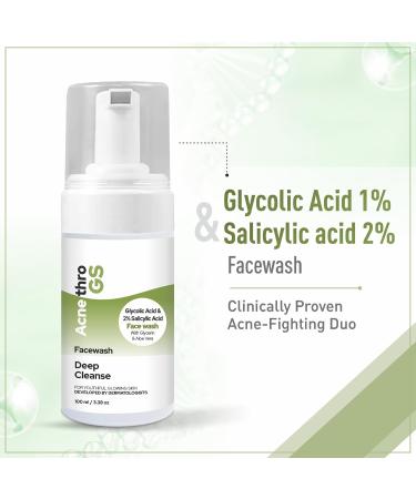 ACNETHRO GS Face Wash with 2% Salicylic Acid & Glycolic Acid 100ml / 3.38 fl oz (Pack of 2) | Anti-Acne & Exfoliating Cleanser for Oily & Blemish-Prone Skin Deep Cleanse & Fade Marks - Buy Online on GoSupps.com