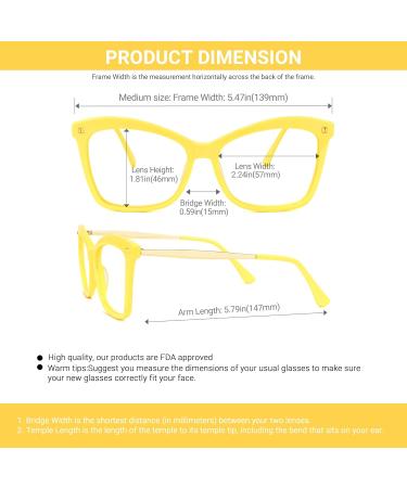Buy VOOGLAM Butterfly Blue Light Glasses for Women - Anti-UV Eyestrain Relief Libby Yellow - Perfect for Computer Phone & TV Use - Buy Online on GoSupps.com