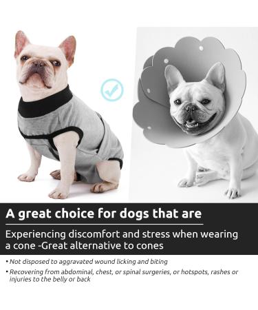 Convinite Recovery Suit for Dogs | Breathable Wound Protection Post-Op Castration | One-Piece Design with Push Buttons | Gray | Ideal for Male & Female Dogs - Buy Online on GoSupps.com