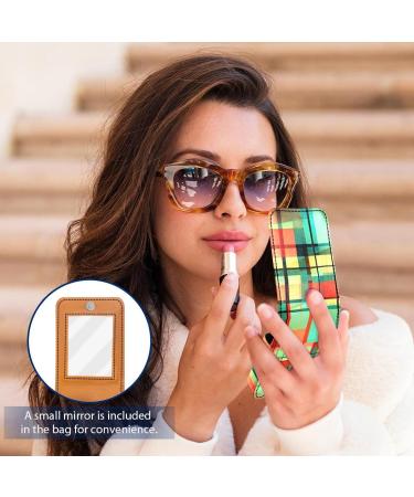 Travel Lipstick Organizer Case - Portable Makeup Bag with Mirror | Abstract Geometric Design - Buy Online on GoSupps.com