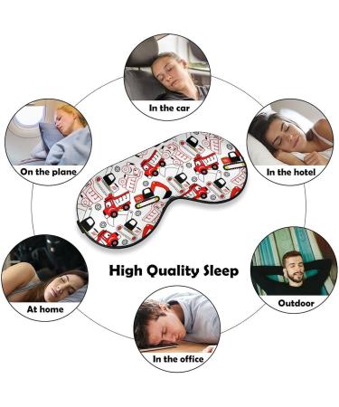 Cartoon Construction Vehicles Sleep Mask | Soft Red Cars Eye Cover for Women | Light-Blocking Adjustable Blindfold - Buy Online on GoSupps.com