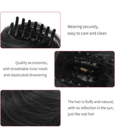 2PCS Mini Claw Fake Buns Hair Donut Chignon Clip in Scrunchies Natural Black - Buy Online on GoSupps.com
