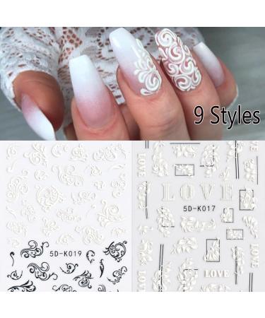 Fashion Manicure Decor DIY Woman White Flowers Butterfly-shape Design Water Transfer Stickers 5D Embossed Nail Sticker Nail Art Decoration(5D-K030) - Buy Online on GoSupps.com