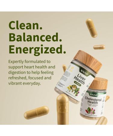 Snap Supplements Liver Health & Detox & Cholesterol Health Supplement Bundle Supports Heart, Liver, Digestive and Metabolic Health, 60 Vegetarian Capsules Each (2-Pack,1 Month Supply) Cholesterol + Liver Health - Buy Online on GoSupps.com