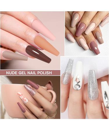 Shining She 10 Colors Gel Nail Polish Set - Nude Pink, White, Champagne, Brown, Glitter Gold, Silver Pastel - Soak-Off UV/LED Polish - Nail Art Salon DIY Home - 8ML - Buy Online on GoSupps.com