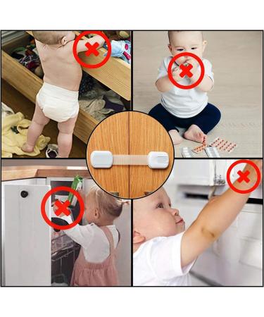 Child Safety Lock Set for Closets & Drawers | 6-Piece Baby Locking Cabinet Kit | No Drill Installation | Strong Adhesive | White - Buy Online on GoSupps.com