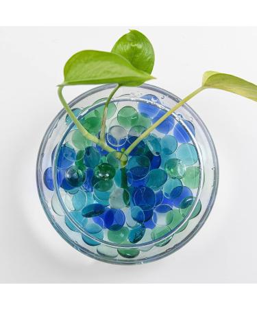 Hisredsun 290 Pcs Mixed Color Glass Pebble Stones - 1.35kg Decorative Vase Fillers & Aquarium Gems - 17-20mm Flat Marble Pearls - Buy Online on GoSupps.com