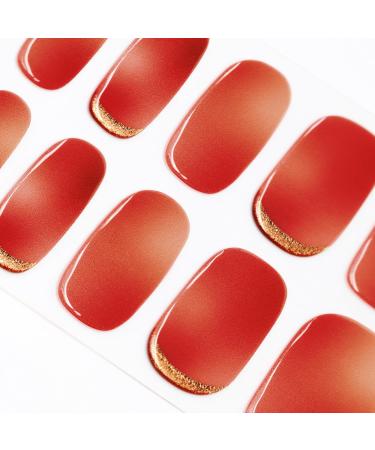 DANNI & TONI 28 Stickers Semi Cured Gel Nail Polish Strips Gel Nail Stickers (Sunset Shimmer) Salon-Quality Gel Nail Polish Strips Manicure Stickers Set