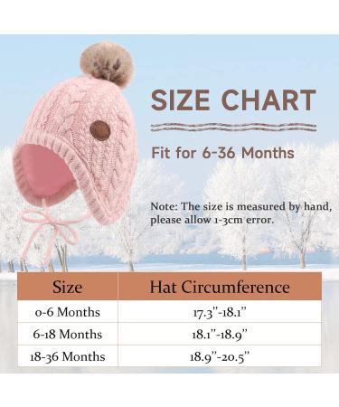 XIAOHAWANG Winter Baby Hat with Velvet Lining | Toddler Kids Beanie Earflap Warm Hat for Girls and Boys 6-18 Months - Pink - Buy Online on GoSupps.com
