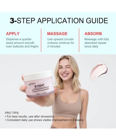B-TIGHT Body Cream 200ml Leave-On Booty Enhancing Mask Firming & Moisturizing Cream Leave-On Cellulite Mask - Improves Skin Tightness in Buttock Area Lift sagging skin - 6.76 oz - Buy Online on GoSupps.com