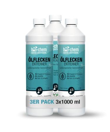 Bio -chem oil spots remover 3x 1 liter - for the effective removal of all kinds of oil spots - for paving stones concrete asphalt and much more - Made in Germany 3 l (3 -pack)