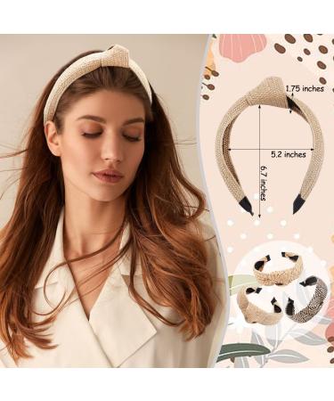 TOBATOBA 3Pcs Raffia Straw Top Knot Headbands for Women - Boho Woven Beach Hair Accessories - Buy Online on GoSupps.com