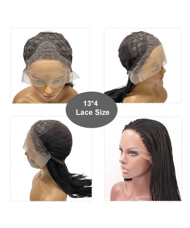 Long 28 Braided Wig with Free Part and Swiss Lace Front for Black Women - Lightweight Synthetic Twist Braids - 28 Inch Black Color - Buy Online on GoSupps.com