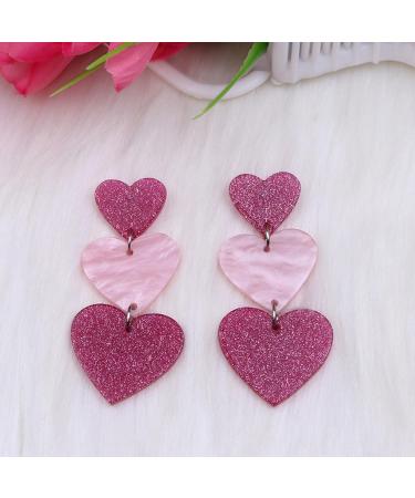 Feyley 3-Connect Heart Earrings | Vintage Acrylic Drop Jewelry for Girls & Ladies - 2023 Trendy Gift - Buy Online on GoSupps.com