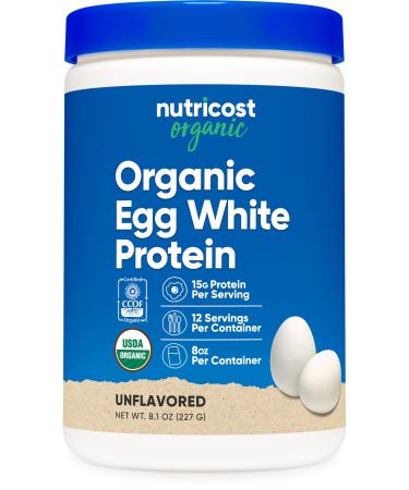 Nutricost Organic Egg White Protein Powder 8oz (Unflavored) - 15 Grams Protein Per Serving GMO-Free Gluten Free