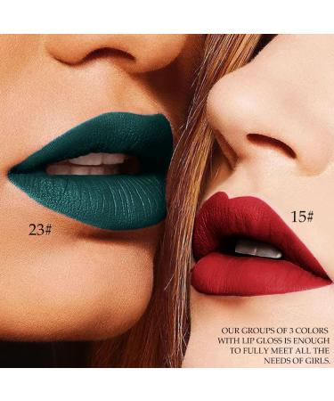 Dark Ruby Red Green Matte Liquid Lipsticks Set - Smudge Proof, Waterproof 24 Hour Long Lasting Matte Lipstick - 3Pcs Skull Face Makeup Kit - Buy Online on GoSupps.com