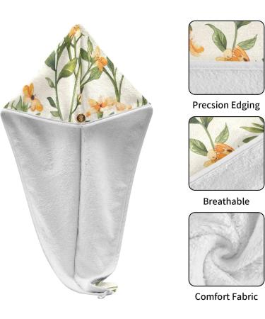 Orange Flowers Hair Towel Set - Super Absorbent Quick Dry Hair Turbans for Women & Girls | 2 Pack - Buy Online on GoSupps.com