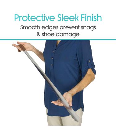 Vive Extra Long Handled Shoe Horn (31.5 Inches) - Metal Shoehorn for Men and Women - Standing Reach Assist for Seniors - Silver - Buy Online on GoSupps.com