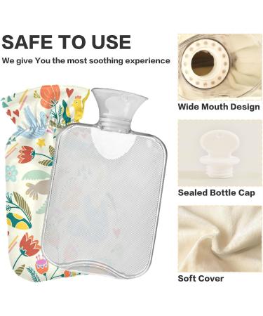 Naanle 1L Flower Birds Transparent Hot Water Bottle - Heat & Cold Therapy for Pain Relief Bed & Hand Warmers - Buy Online on GoSupps.com