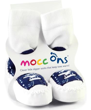 Mocc Ons Washable Leather Sole Slipper Socks - 18-24 Months Sneaker Navy - Buy Online on GoSupps.com