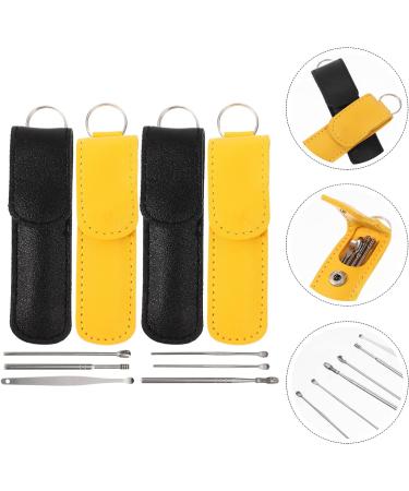 Stainless Steel Earwax Removal Kit - 4 Sets with Leather Case - Ear Pick Tool for Adults - Ear Cleansing and Scooping - Buy Online on GoSupps.com
